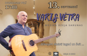 13. septembrī plkst. 17.00 Dundagas pilī viesosies dziesminieks Varis Vētra