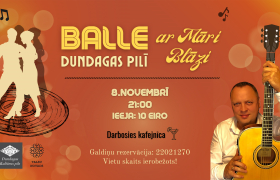 8. novembrī plkst. 21.00 Dundagas pilī BALLE ar mūziķi Māri Blāzi