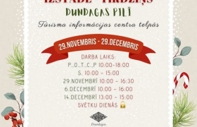 29. novembrī Ziemassvētku dāvanu izstāde-tirdziņš Dundagas Kultūras pilī
