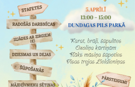 <div>
	5. aprīlī no plkst. 13.00-15.00 Lieldienu lustes Dundagā!</div>
<div>
	&nbsp;</div>
